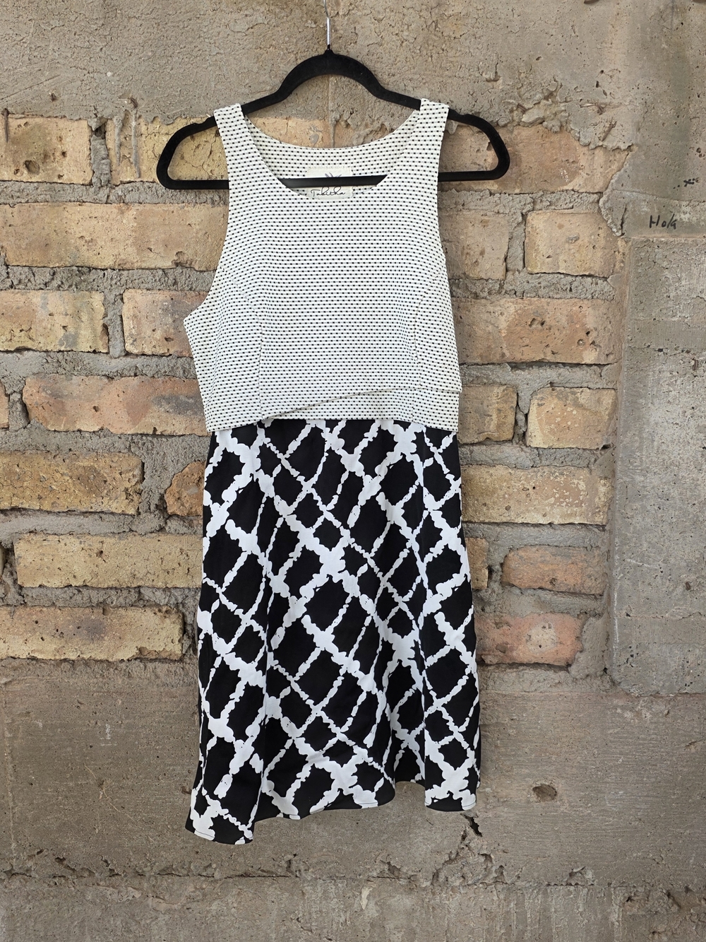 Anthropologie Tabitha Black & White Geometric Mixed Media Pocket Dress - Size 6